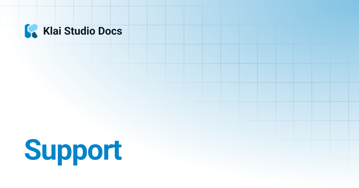 Support | 1.0 dont use | Klai Studio Docs