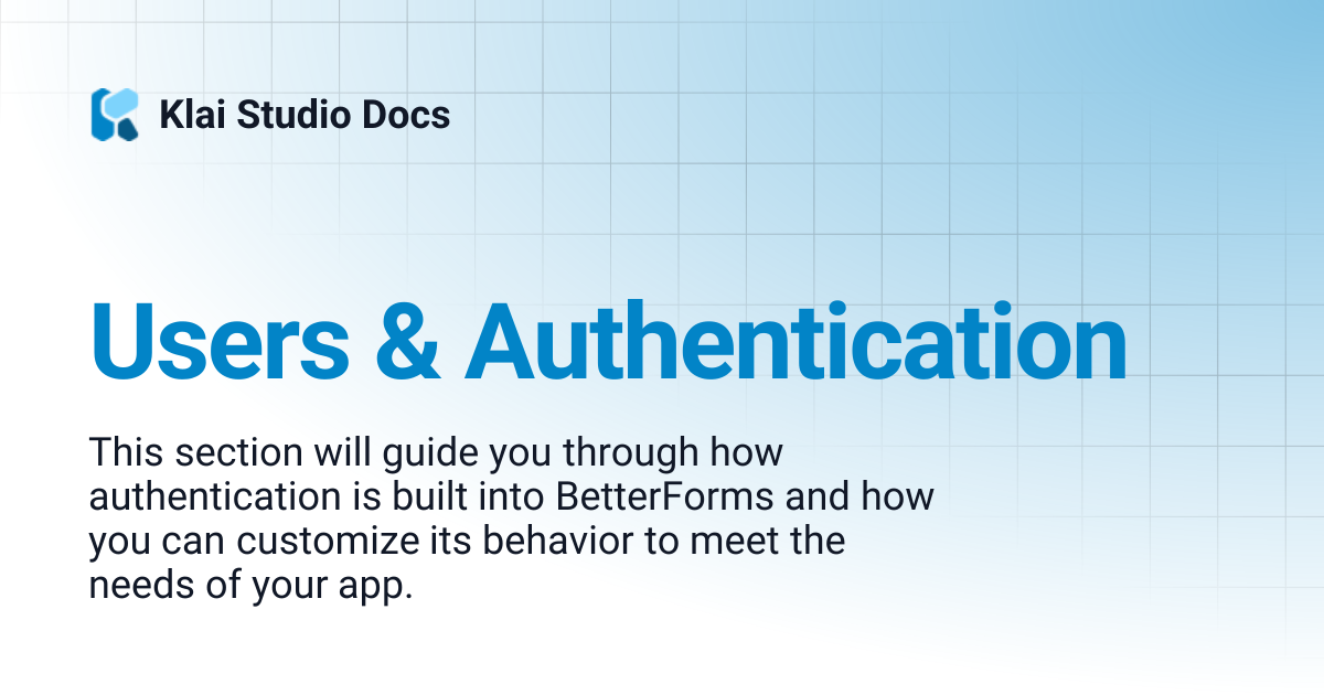 Users & Authentication | 1.0 dont use | Klai Studio Docs