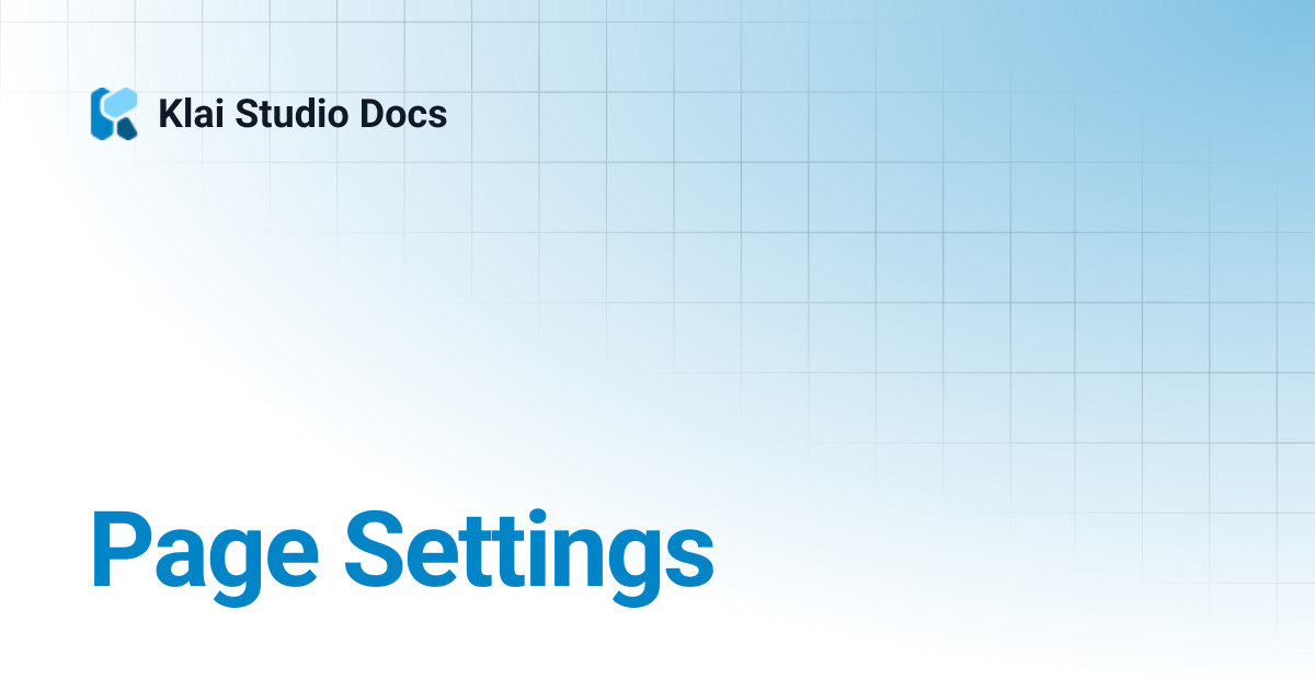Page Settings | Klai Studio Docs